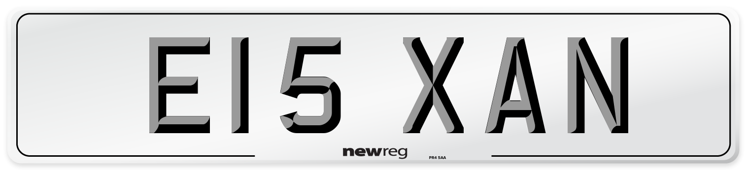 E15 XAN Number Plate from New Reg